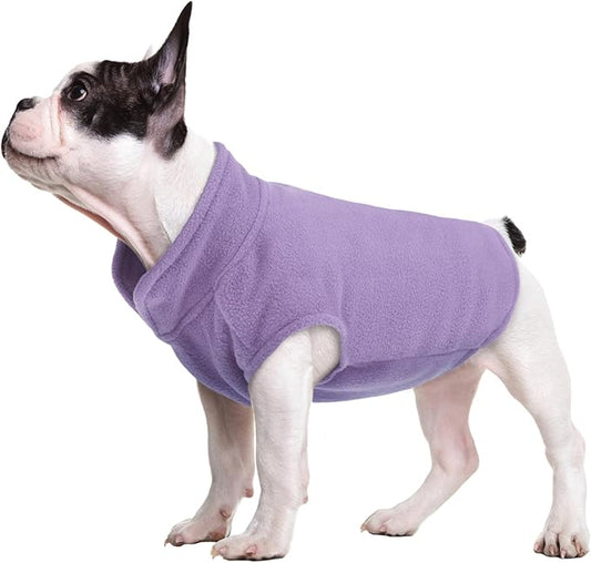 FUAMEY Dog Fleece Vest for Small Dogs,Warm Stretchy Dog Sweatshirts Pullover with Leash Hole Dogs Sweater Soft Pet Turtleneck Cozy Pet Vest Lightweight Sleeveless Purple S