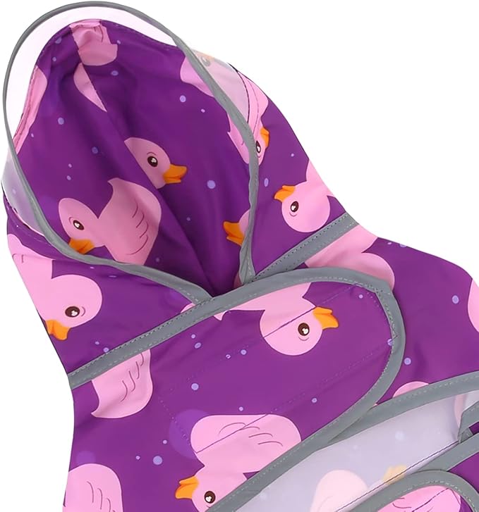 HDE Dog Raincoat with Clear Hood Rain Jacket Poncho for Small Medium Large Dogs Ducks Purple - XL