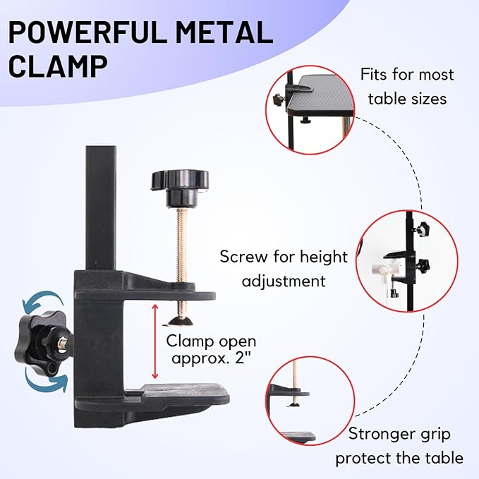 Foldable Dog Grooming Arm with Clamp & Pet Grooming Table Accessories - Adjustable Height 20"-35" with No-Sit Holder, Grooming Restraint for Small, Medium Dogs at Home or Salon