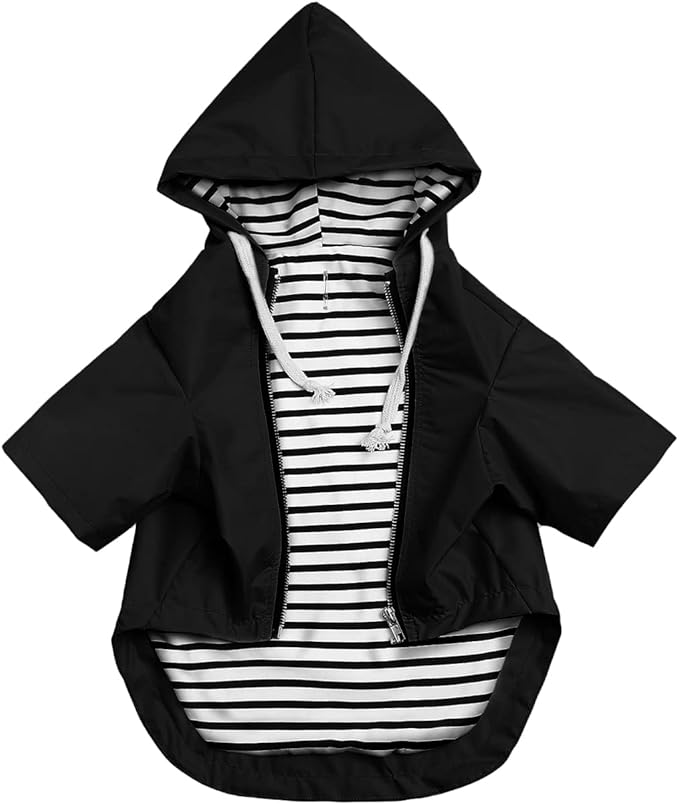 Dog Raincoat rain Jacket Raincoat Dogs Waterproof Small Medium Breeds Zip Closure Storage Pocket Harness Hole Black L