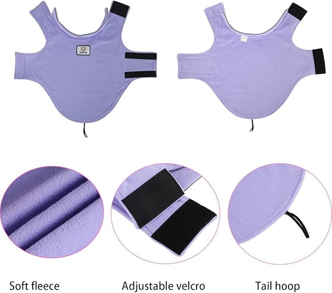 Fleece Dog Coat Winter Pet Jacket Reflective for Cold Weather for Large Medium Small Dogs(Purple,L)