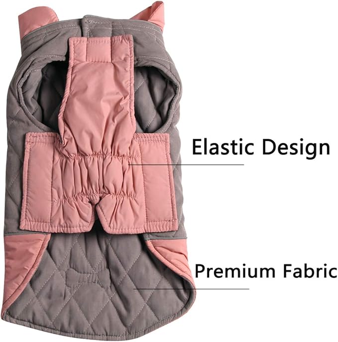Reversible Dog Coats for Small Dogs Waterproof Warm Puppy Jacket for Cold Winter,Pink and Grey XS