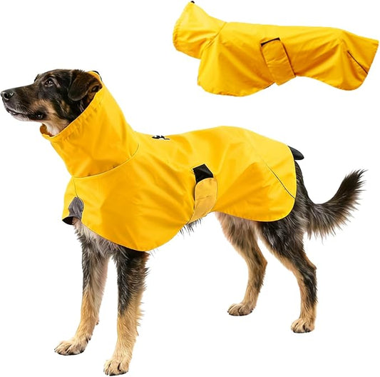 Dog Water-Repellent Raincoat Jacket, Lightweight Reflective Waterproof Clothes for Small Medium Large Dogs, Outdoor for Fall & Spring (Yellow, S)