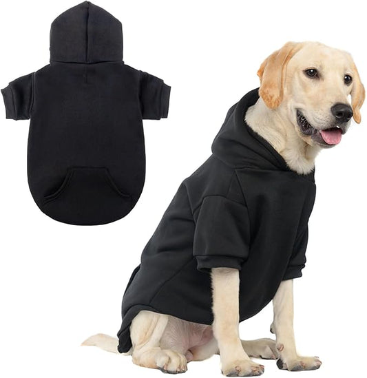 SCENEREAL Dog Hoodie Sweaters for Small Medium Large Size Dogs, Fleece Pet Sweatshirt with Hat and Pocket,Soft Cold Winter All Weather Puppy Clothes for S to XL Sized Dogs,Black (L)