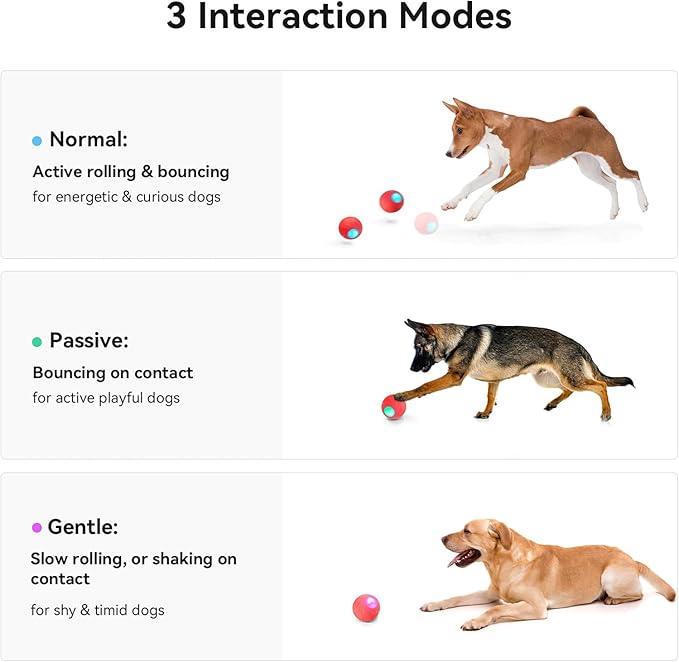 Cheerble [Enhanced Rubber Version Smart Interactive Dog Toy, Wicked Ball PE, Automatic Moving Bouncing Rotating Ball for Medium Dogs Boredom with LED Lights