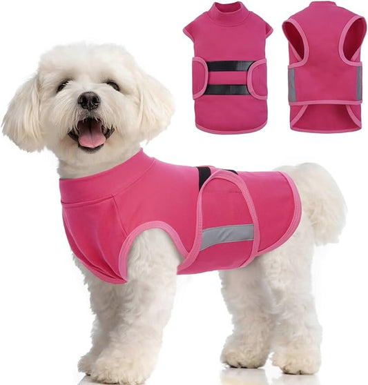 MIGOHI Dog Anxiety Relief Coat,Comfort Anxiety Vest for Dogs,Adjustable Anxiety Calming Wrap for Fireworks,Thunderstorms,Travel, Separation, Dog Anxiety Jacket for Small Dogs,XS,Rosered