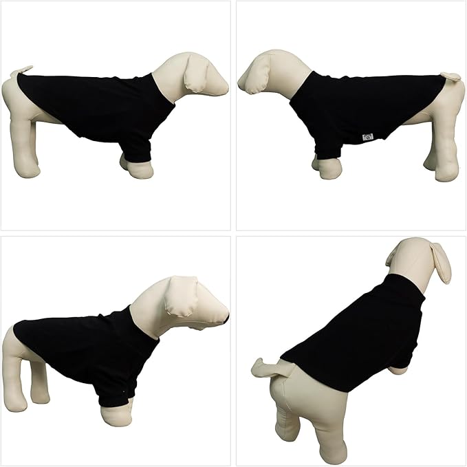 Lovelonglong Ribbed Dog T-Shirt Cotton Knitted Dog Sweaters for All Season Pet T-Shirts for Large Medium Small Dogs Black S