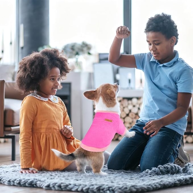 GreenJoy Classic Fleece Dog Sweater – Soft & Warm Stretchy Sweatshirt for Small Dogs & Cats, Cold-Weather Pullover for Everyday Wear (Dark Pink, Small)