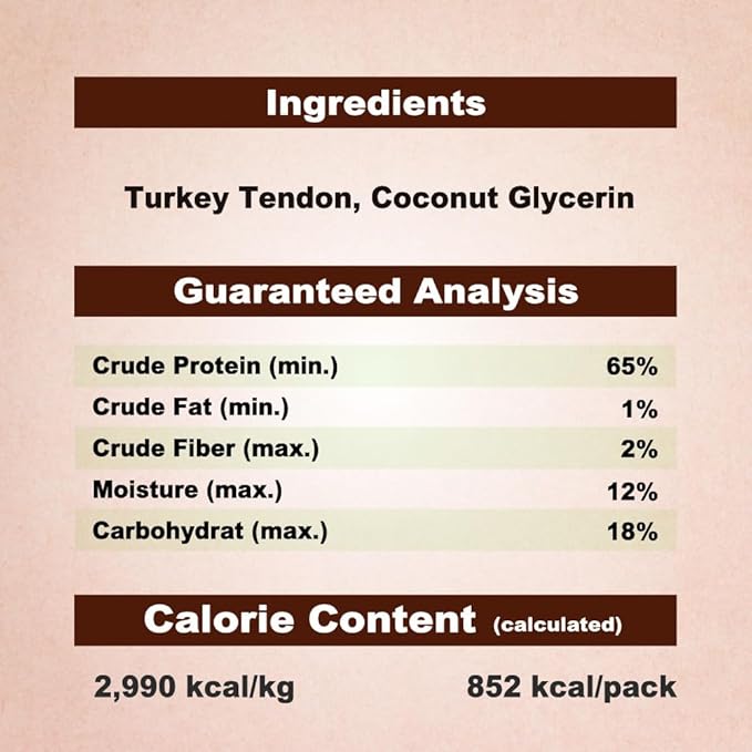 AFreschi Turkey Tendons for Dogs, USA-Sourced, Healthy Dog Treats, Rawhide-Free Puppy Chews, Long Lasting, All Natural, Hypoallergenic Dog Treats for Large Breeds, 10 oz Pack Rope (L)