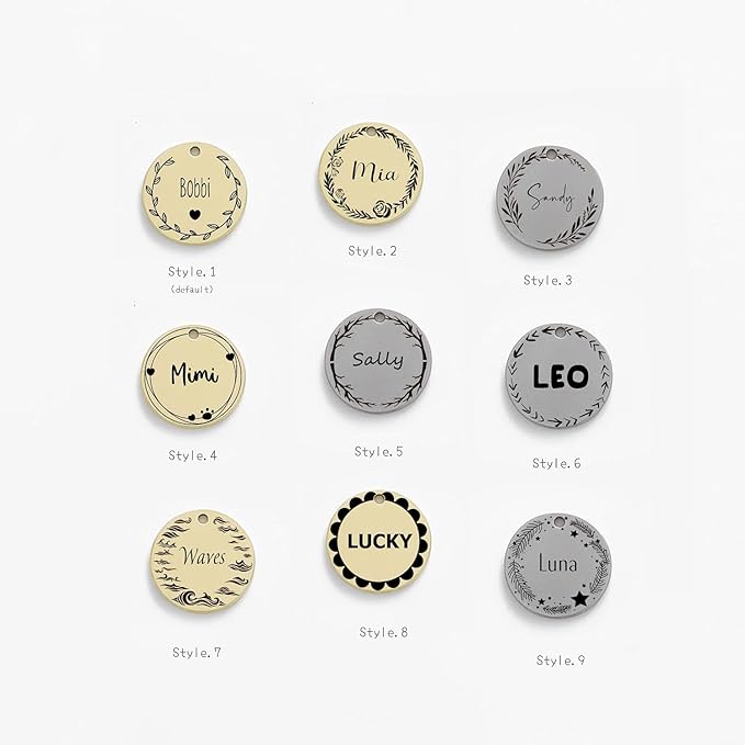 Cat Dog ID Tags Personalized 9 Corolla Styles Flower Wreath to Choose for Medium Pets Collar Accessories 316L Stainless Steel Engraved Custom on Both Side