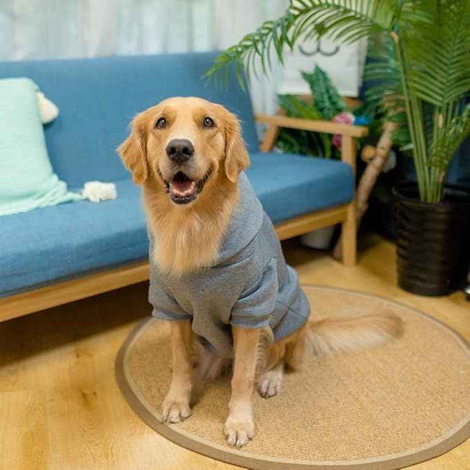 KOOLTAIL Basic Dog Hoodie - Soft and Warm Dog Hoodie Sweater with Leash Hole and Pocket, Dog Winter Coat, Cold Weather Clothes Sweatshirt for Small Medium Large Dogs Puppy Cat Boys Girls Grey XL