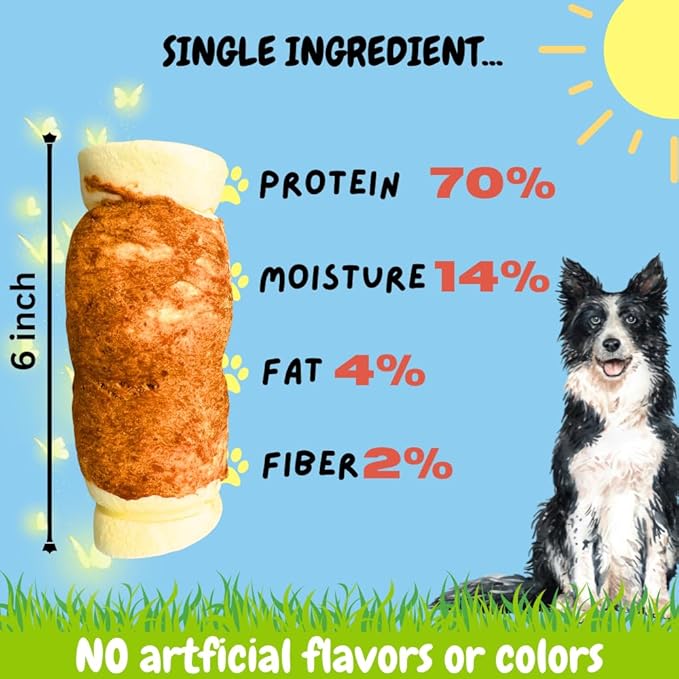 BULLYSTICKS & MORE 5-6" Beef Cheek Rolls for Dogs (Chicken Wrapped - 8 Count) - Beef Cheek Bones for Dogs - Dog Parents Choice - Premium No Hide Rolls