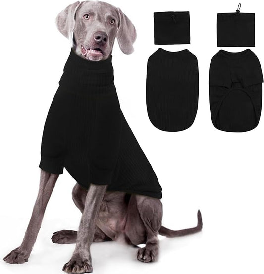 ROZKITCH Dog Shirt with Hoodie Dog Ears Cover 2 in 1, Soft Lightweight Dog Striped T Shirt Pullover Dog Tank with Detachable Ear Wrap, Dog Hoodie Tshirt Dog Boy Girl, Stretchy Sweater Black 2XL