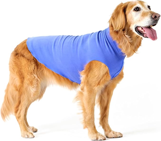 Goldpaw Stretchy Fleece Jacket for Small Dogs - Super Soft, Warm Dog Sweater - Pet Sweater Vest for Fall and Winter - Canine Clothes Made in The USA - Machine Washable - Cornflower Blue - Size 12