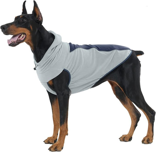 IECOii Fleece Dog Sweater for Large Dogs, Reflective Dog Fleece Sweatshirt Vest with Convenient Leash Hole, Lightweight Turtleneck Sweater for Fall Winter, Warm Great Dane Hoodie, Blue, XXXL