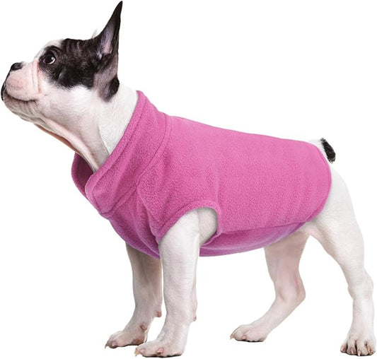 FUAMEY Dog Fleece Vest for Large Dogs,Warm Stretchy Dog Sweatshirts Pullover with Leash Hole Dogs Sweater Soft Pet Turtleneck Cozy Pet Vest Lightweight Sleeveless Pink L