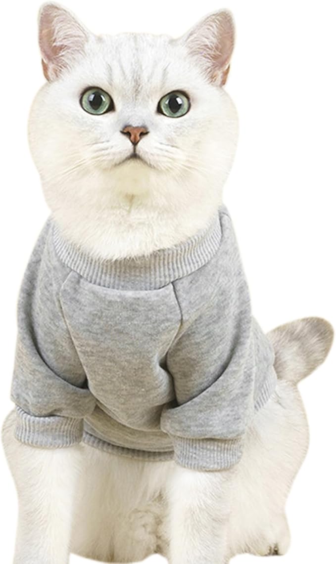 Puppy Sweater for Small Dogs Clothes Warm Winter Cat Clothe Pet Sweatshirt Knitwear Doggie Kitten Clothing, Grey, X-Small