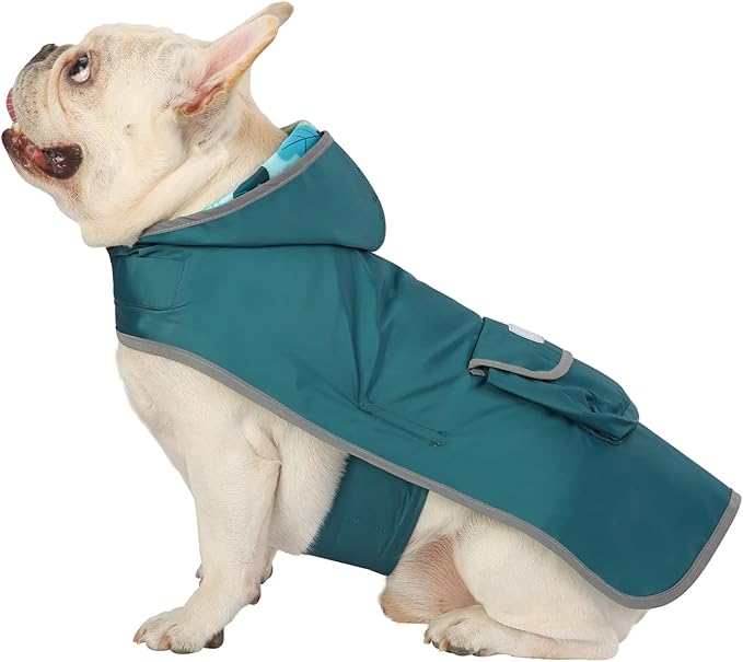 HDE Reversible Dog Raincoat Hooded Slicker Poncho Rain Coat Jacket for Small Medium Large Dogs Dinosaurs - S