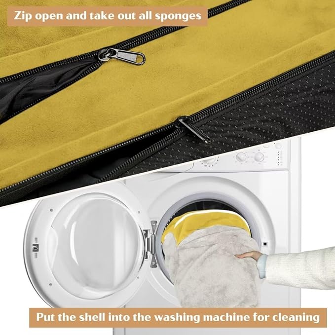 Comfort Expression Orthopedic Dog Bed for Extra Large Dogs 53x42 Inch, Waterproof Egg Crate Foam XXL Pet Bed with Removable Bolsters, Dog Couch with Washable Cover & Non-Slip Bottom, Spicy Mustard