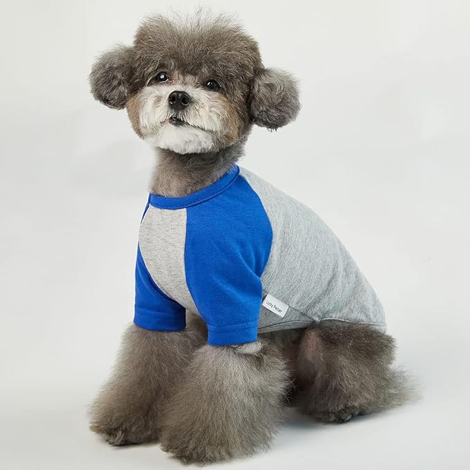 Dog Shirt for Small and Large Dogs Raglan Cotton T-Shirts Soft Breathable Dog Shirts pet Clothes Gray Series (Large, Gray/Blue)