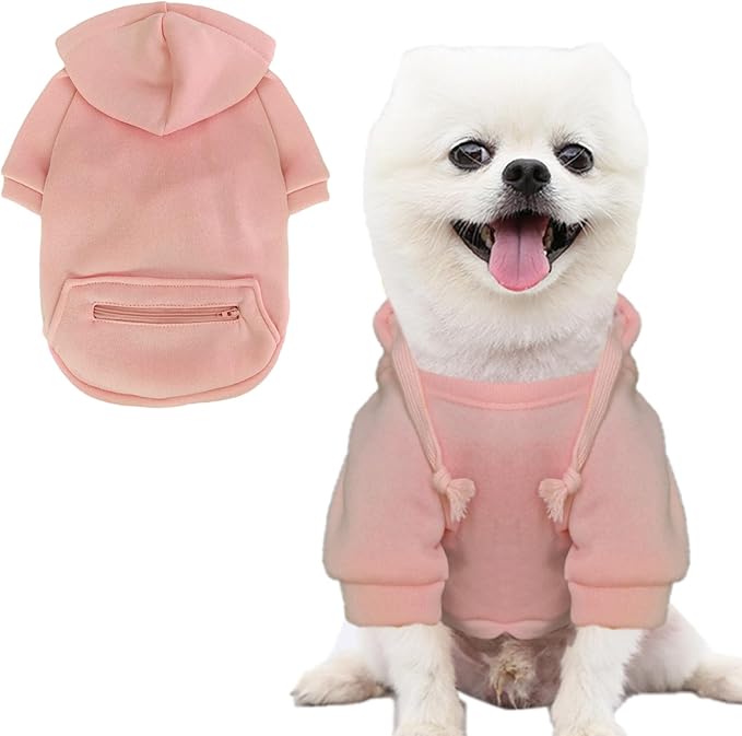 Jecikelon Pet Dog Cold Weather Coat with Pocket Winter Dog Hoodie Warm Puppy Clothes for Small Dogs Chihuahua Clothing (Pink, X-Large)