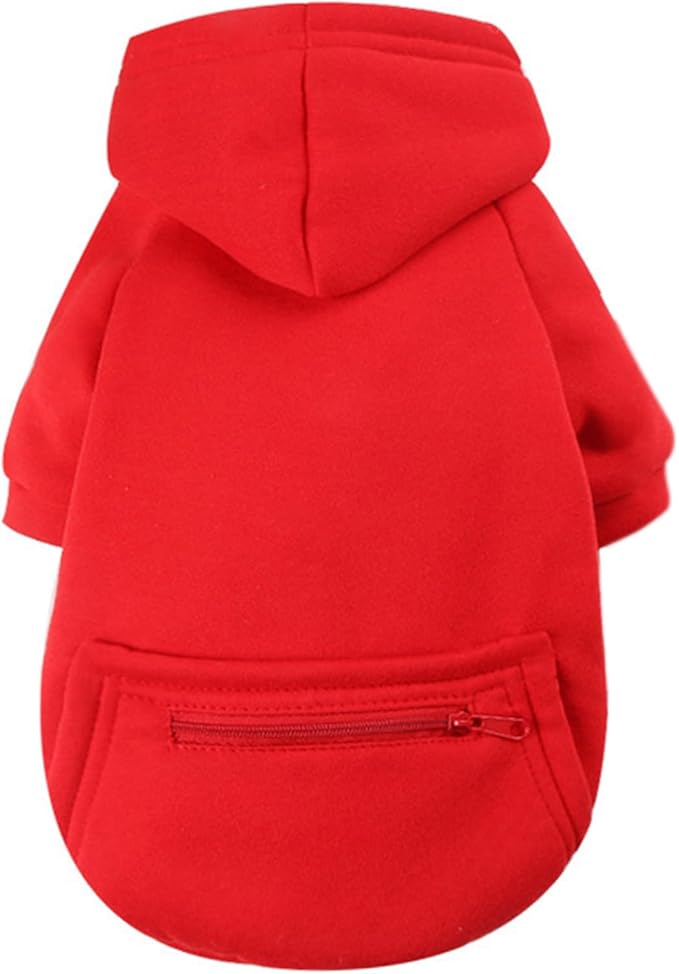 Jecikelon Pet Dog Cold Weather Coat with Pocket Winter Dog Hoodie Warm Puppy Clothes for Small Dogs Chihuahua Clothing (Red, X-Large)
