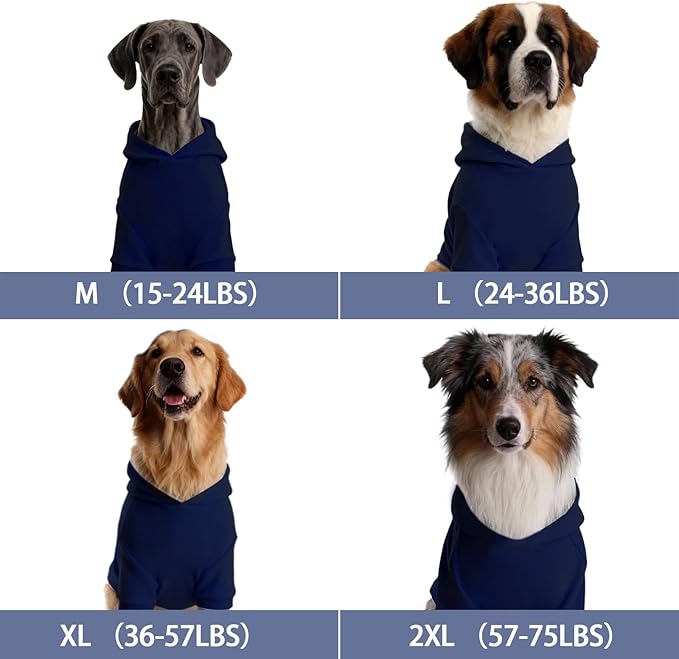 Basic Dog Hoodie, Soft Premium Quality Dog Hoodie Sweater with Leash Hole and Pocket, Cotton Doggy Puppy Sweatshirt Fashion Outfit for Dogs Puppy Small Medium Large - Navy Blue (X-Large)