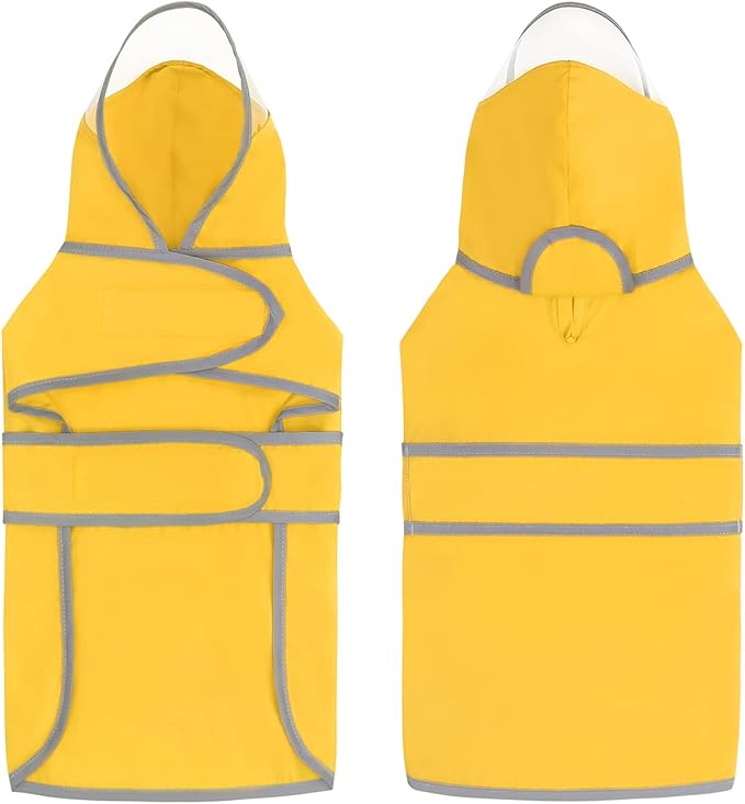 HDE Dog Raincoat with Clear Hood Rain Jacket Poncho for Small Medium Large Dogs Yellow - L