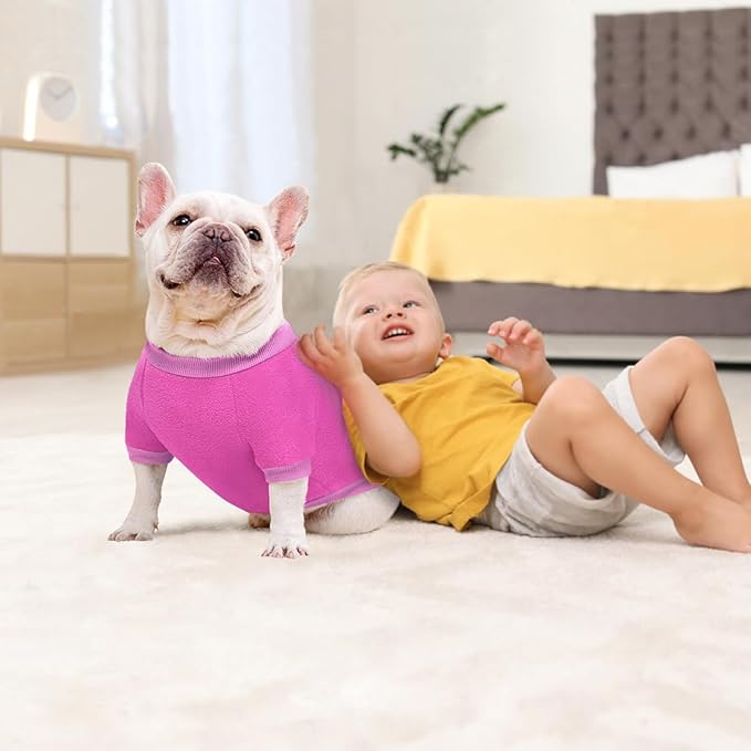 Idepet Dog Fleece Sweater - Soft Puppy & Cat Pullover Sweatshirt - Warm Winter Shirt - Classic Cat Apparel - X-Small, Purple