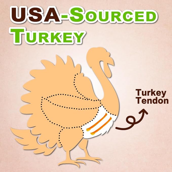 AFreschi Turkey Tendons for Dogs, USA-Sourced, Healthy Dog Treats, Rawhide-Free Puppy Chews, All Natural, Hypoallergenic Dog Treats, Classic Series, Turkey Tendon Wrapped Brown Rice Stick, 3.5 oz Pack