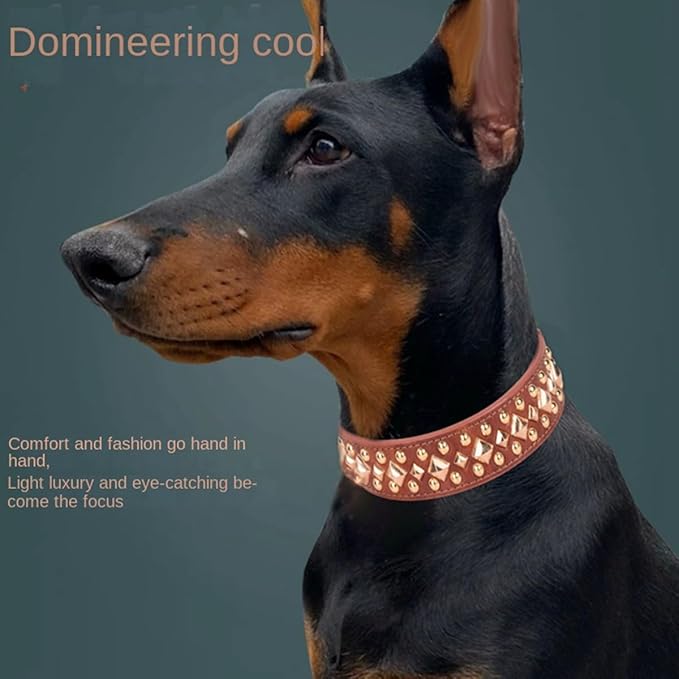 Spiked Dog Collar Soft Pu Leather Mushrooms Rivet Spike Studded Puppy Adjustable Pet Collars for Small Breeds (L, Black3)