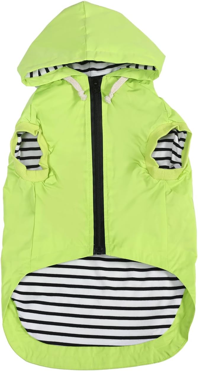 Dog Raincoat rain Jacket Dogs Waterproof fit for Small Medium Breeds Zipper Closure Pocket Storage in Cold Day - Light Green - L