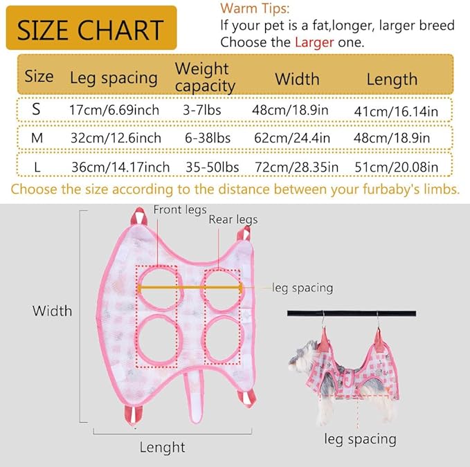 AIO Cat & Dog Restraint Sling for Nail Trimming Foldable Dog Grooming Supet Relaxation Hammock Harness for Pet Grooming M Purple