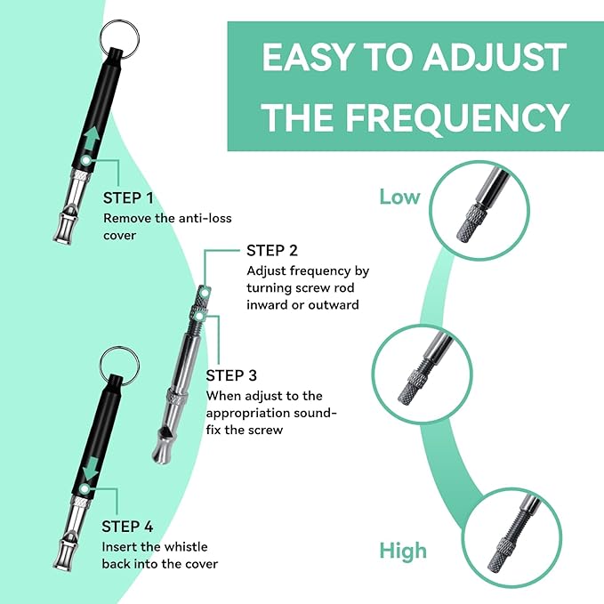 2 Pack Dog Whistle, Dog Whistle to Stop Barking Neighbors Dog, Adjustable Ultrasonic Silent Dog Training Whistles(Black and White with Lanyard)