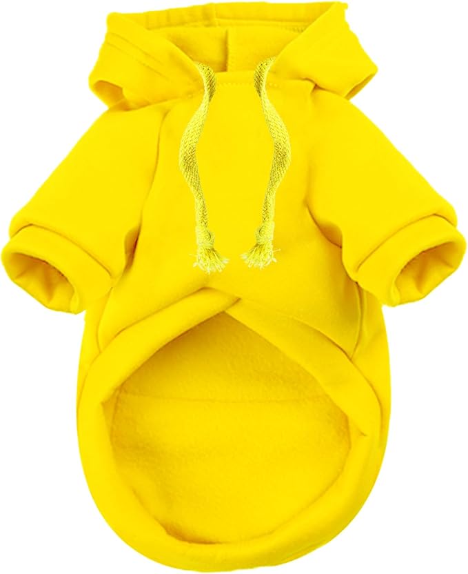 Jecikelon Winter Dog Hoodie Sweatshirts with Pockets Warm Clothes for Small Dogs Chihuahua Coat Puppy Custume Clothing (XX-Small, Y02-Yellow)