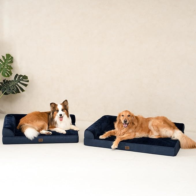 EHEYCIGA Memory Foam Dog Bed XLarge Sized Dogs, Extra Large Dog Bed Orthopedic with Washable Removable Cover, Waterproof XL Pet Bed Couch, 44x33x6 Inches, Navy Blue