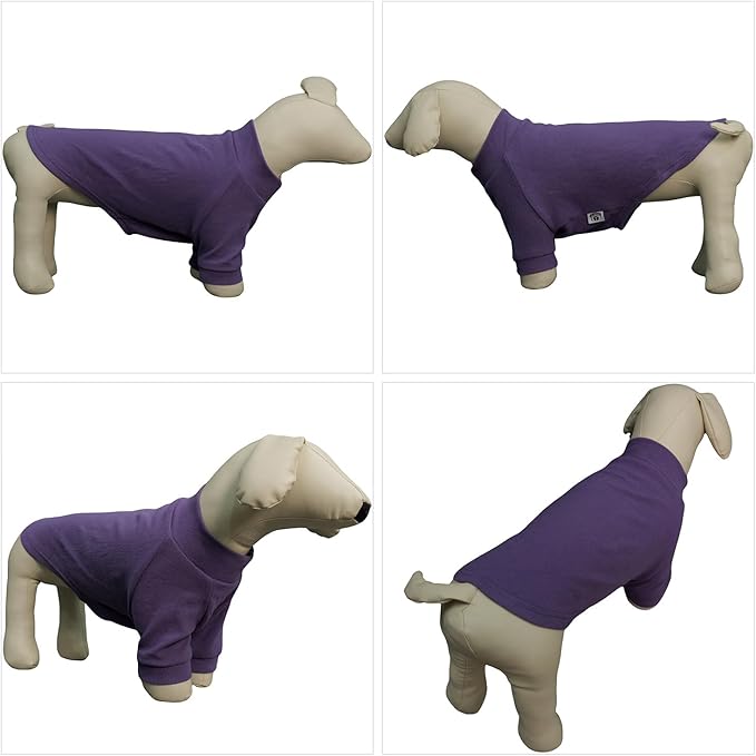 Lovelonglong Ribbed Dog T-Shirt Cotton Knitted Dog Sweaters for All Season Pet T-Shirts for Large Medium Small Dogs Purple S