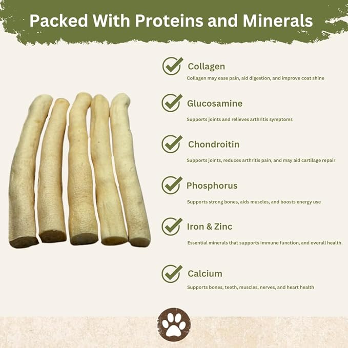 Top Dog Chews - 6 Inch Cow Tails, High-Protein Dog Treats, 100% Naturally Sourced Dog Chew from Free Range Grass-Fed Cattle, Beef Bull Puppy Treats (12 Pack)