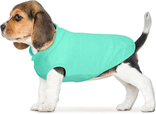 FUAMEY Dog Fleece Vest for Small Dogs,Warm Stretchy Dog Sweatshirts Pullover with Leash Hole Dogs Sweater Soft Pet Turtleneck Cozy Pet Vest Lightweight Sleeveless Cyan XXS