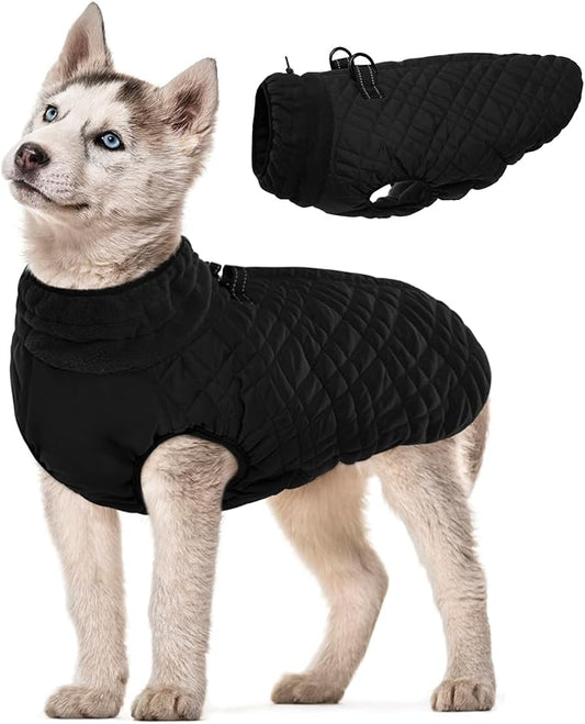 Kuoser Small Dog Jacket | Fleece-Lined Cold Weather Gear for Yorkies Chihuahua | Reflective Edges Guard Mini Breeds on Night Walks, Quick-Dry Fabric, Black S