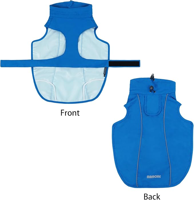 Waterproof Dog Raincoat, Adjustable Lightweight Dog Rain Jacket with Reflective Strip Leash Hole for Small Medium Large Dogs (Blue, XX-Large(55-77lb))