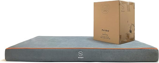 Dog Orthopedic and Crate Beds, Made of Memory and High Resilience Foram, Two-Sided Use, Providing Soft and Relatively Hard Support, with an Extra Inner Waterproof Protector (Gray, Large)