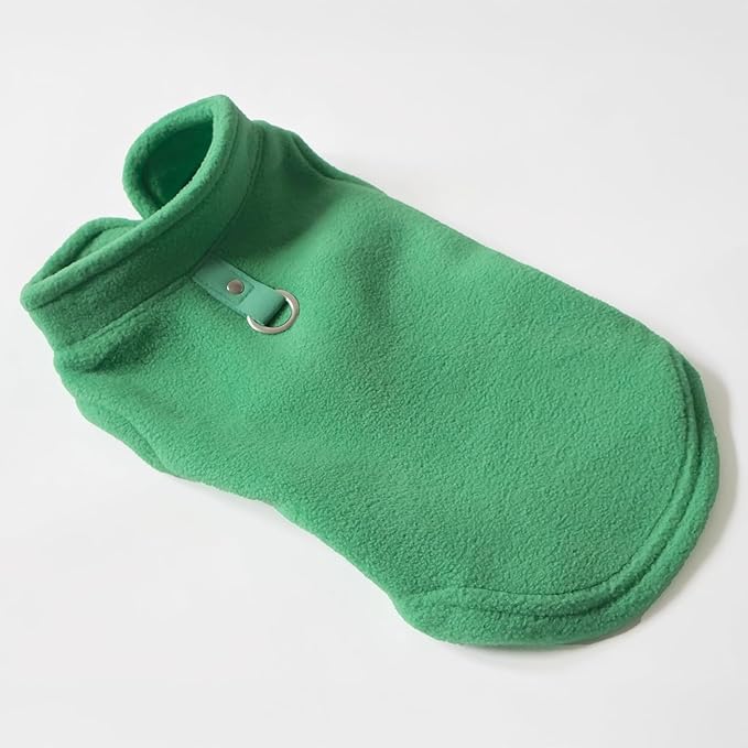 JACKO & CO - Fleece Vest Dog Sweater with Leash Ring - Soft, Warm & Lightweight Pullover Coat for Small & Medium Dogs, Puppies & Cats - Cozy Fall/Winter/Spring Pet Jacket (Green, X-Large 17-25lbs)