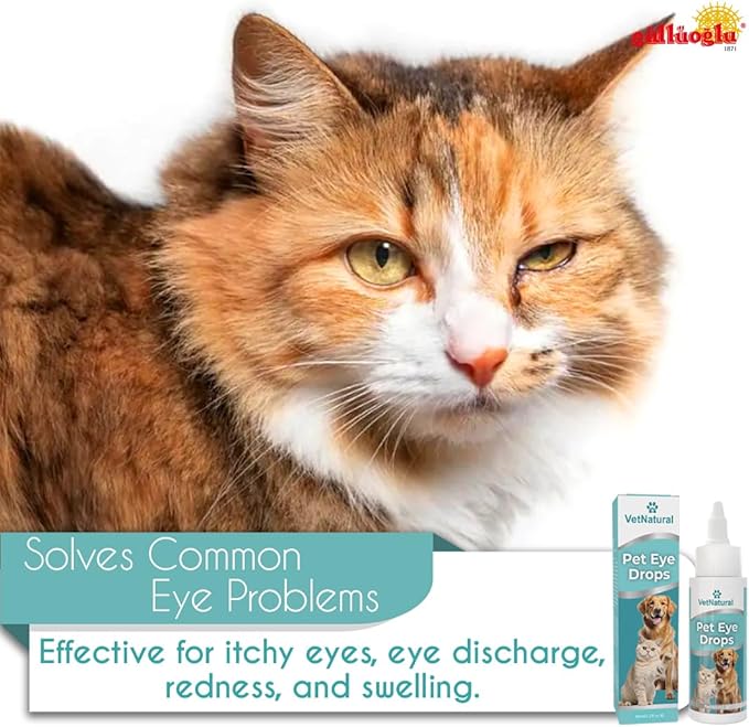 GÜLLÜOGLU 60ml Pet Eye Drops & Eye Wash for Dogs & Cats – Fast Relief for Itching, Irritation, Pink Eye & Allergy Symptoms – Gentle, Safe, Natural Formula for All Animals – Large 60ml Bottle