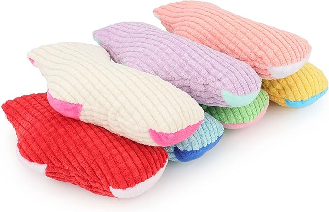 Squeaky Dog Toys, Funny Dog Toys Stuffed Plush Dog Toy, Cute Socks Dog Birthday Gift Dog Chew Toys Pet Toys for Small Medium Dogs(White Red)