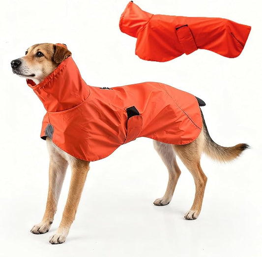 Dog Water-Repellent Raincoat Jacket, Lightweight Reflective Waterproof Clothes for Small Medium Large Dogs, Outdoor for Fall & Spring (Orange, S)