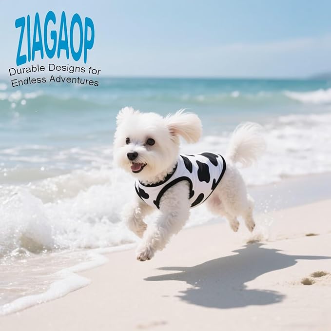 Adorable Cow Print Dog Shirts – Lightweight, Cozy Outfit for Small to Medium Dogs, Soft & Snuggly Pet Wear for Everyday Comfort and Cuteness.Back & XS