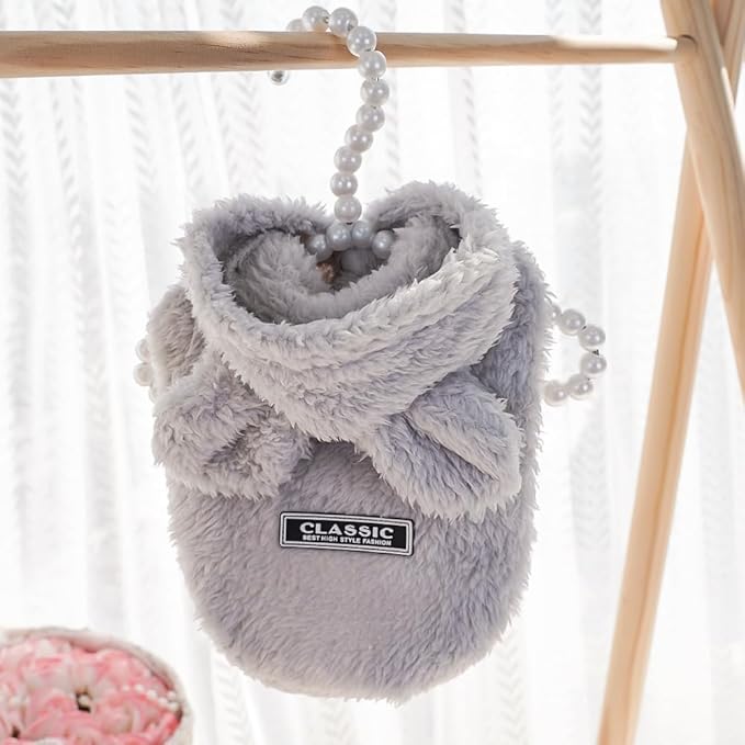 Cat Bunny Ears Costume Cute Dog Kitten Hoodies Sweater Rabbit Ears Puppy Pet Apparel (Medium,Gray)