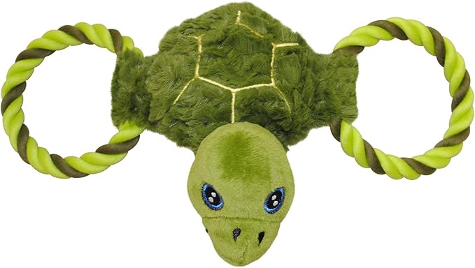 Jolly Pets Jolly Tug-a-Mal Turtle Tug/Squeak Toy, Medium (JTA73)