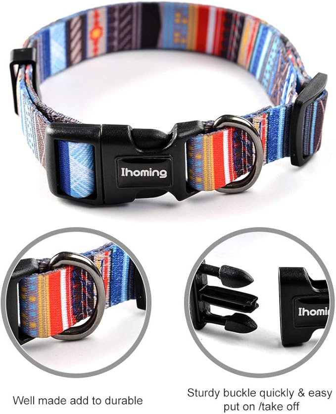 Ihoming Dog Collar and Leash Set for Daily Outdoor Walking Running Training, Splicing Design for Medium Boys Girls Dogs Cats Pets, M-Up to 45LBS